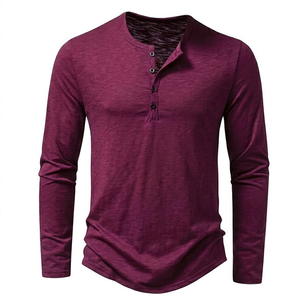 Herren-Langarmshirt mit Henley-Ausschnitt und Knopfleiste-Shirt for men-Alpenkind
