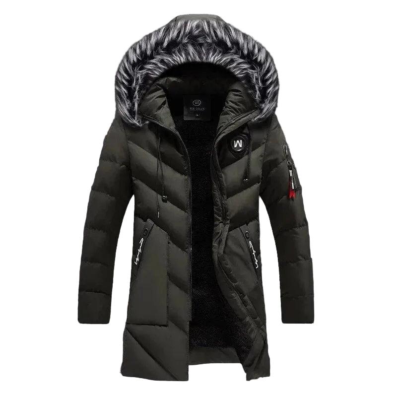 Herren Langer Steppmantel mit Kapuze-Men Outerwear-Alpenkind