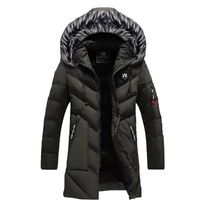 Herren Langer Steppmantel mit Kapuze-Men Outerwear-Alpenkind