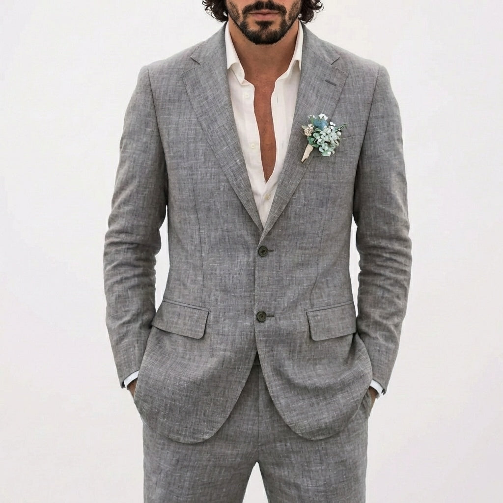 Herren-Leinenanzug mit fallendem Revers-Suits for men-Alpenkind
