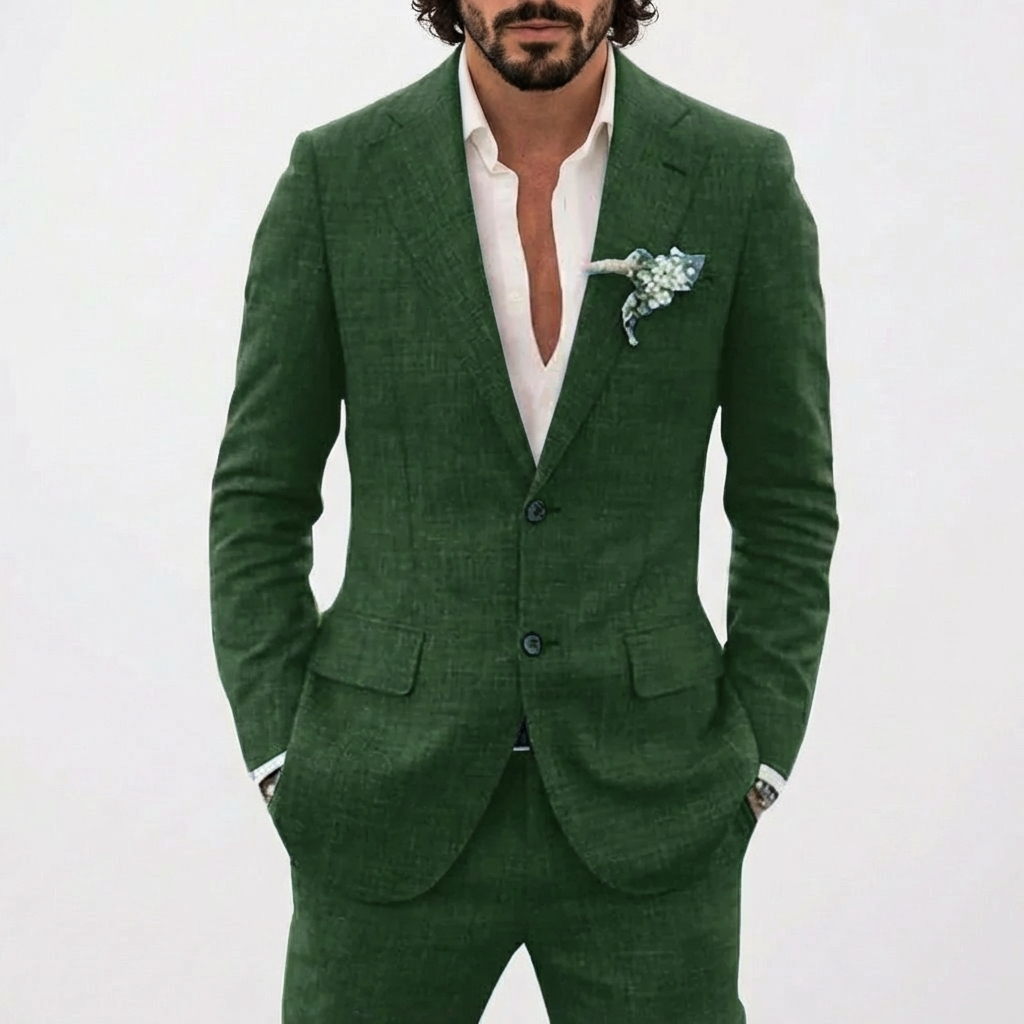 Herren-Leinenanzug mit fallendem Revers-Suits for men-Alpenkind