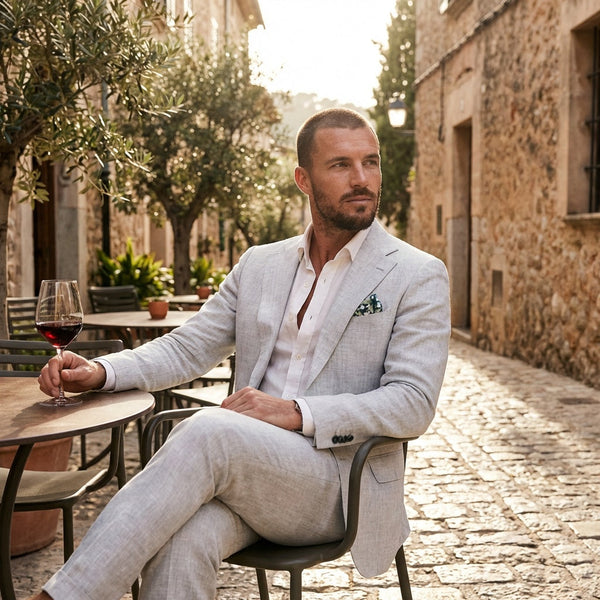 Herren-Leinenanzug mit fallendem Revers-Suits for men-Alpenkind