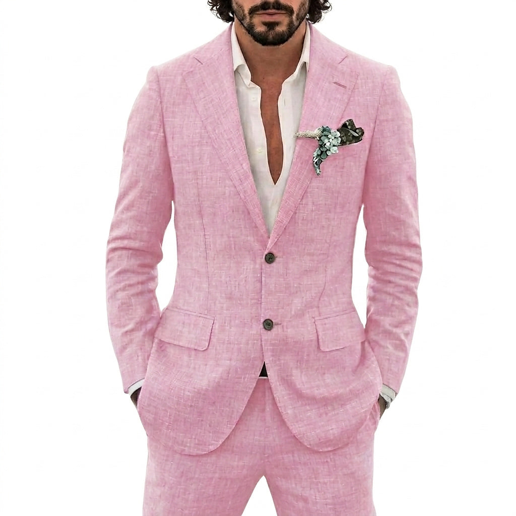 Herren-Leinenanzug mit fallendem Revers-Suits for men-Alpenkind