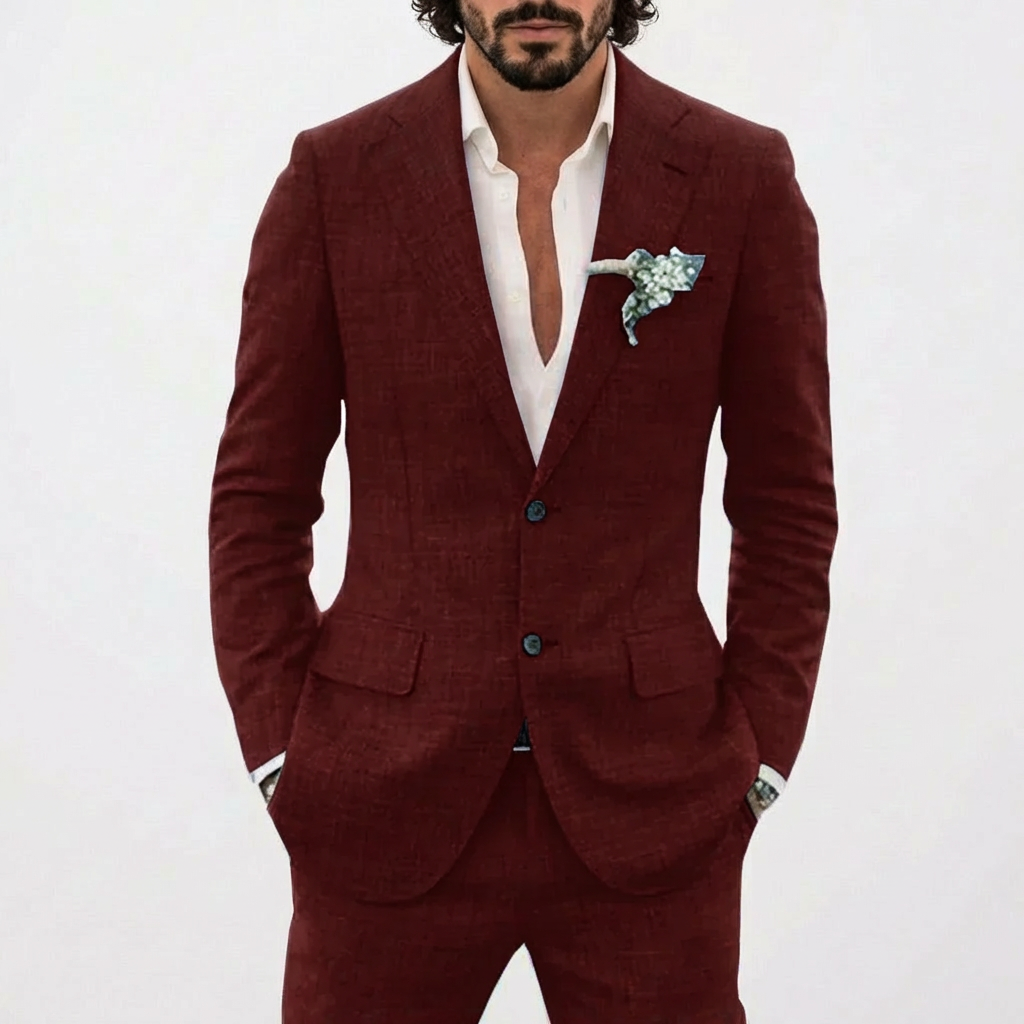 Herren-Leinenanzug mit fallendem Revers-Suits for men-Alpenkind