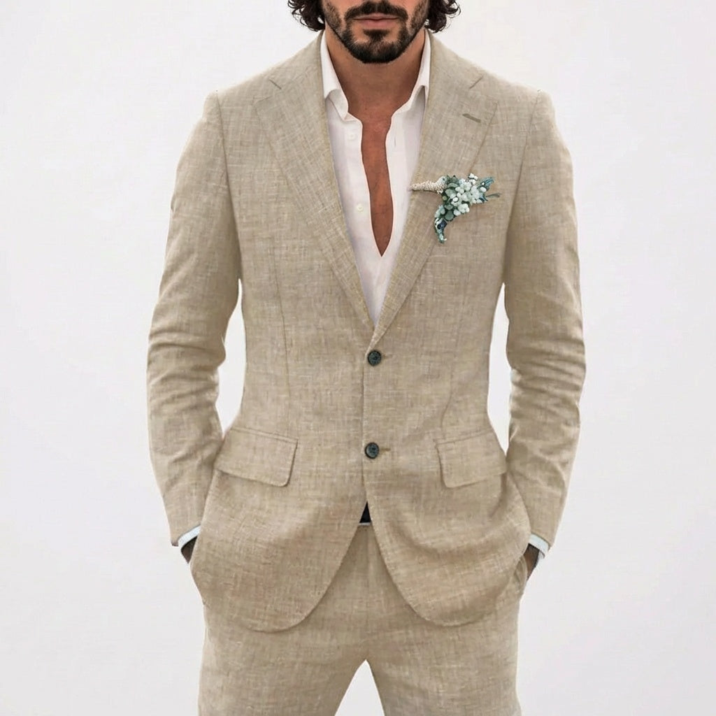 Herren-Leinenanzug mit fallendem Revers-Suits for men-Alpenkind
