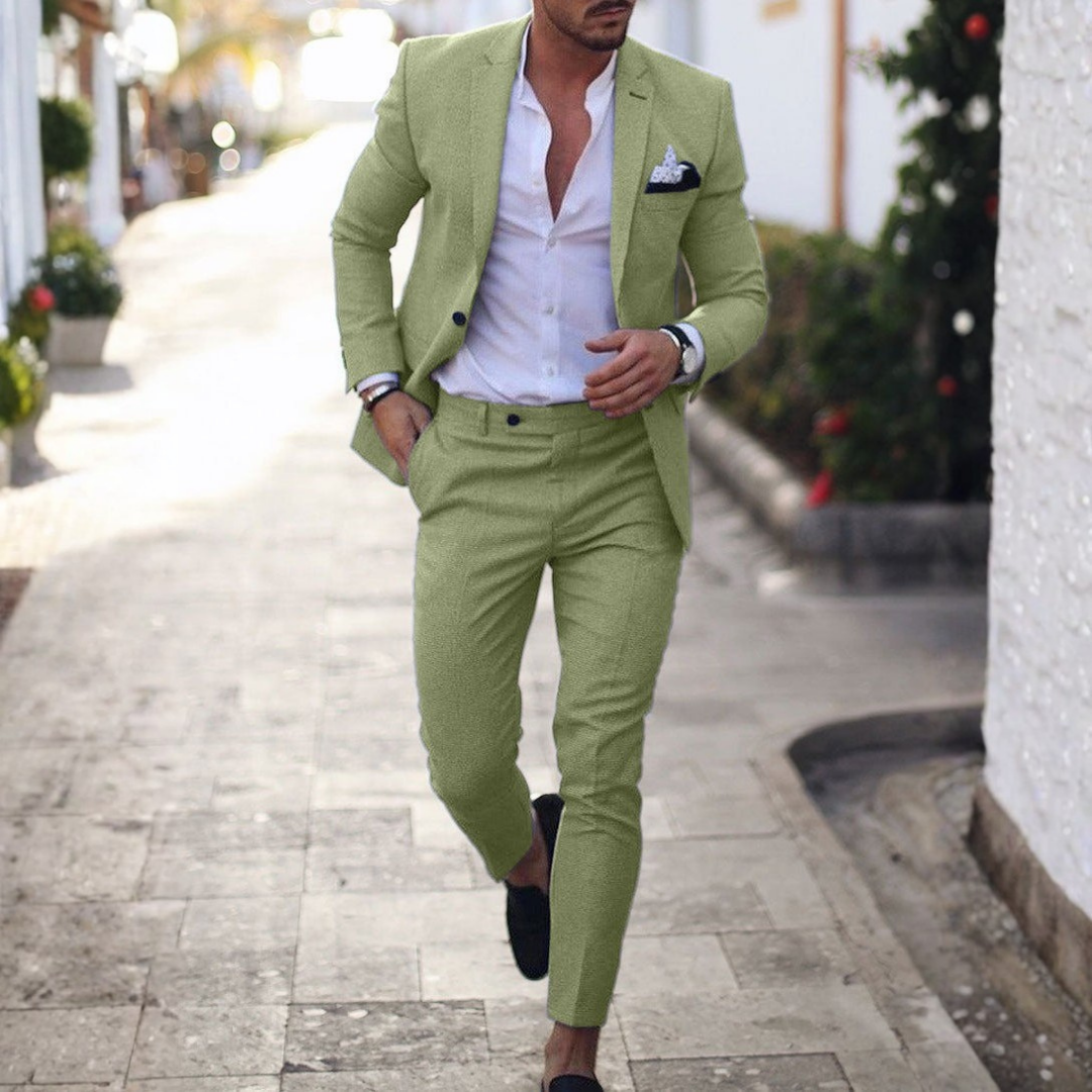 Herren-Leinenanzug, zweiteilig, mit klassischem Revers-Sets for Men-Alpenkind