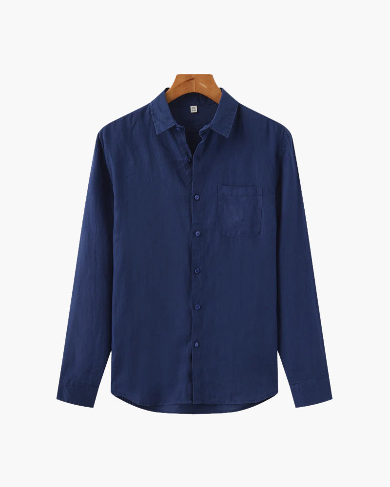Herren-Leinenhemd mit langen Ärmeln und Tasche-Shirts for men-Alpenkind