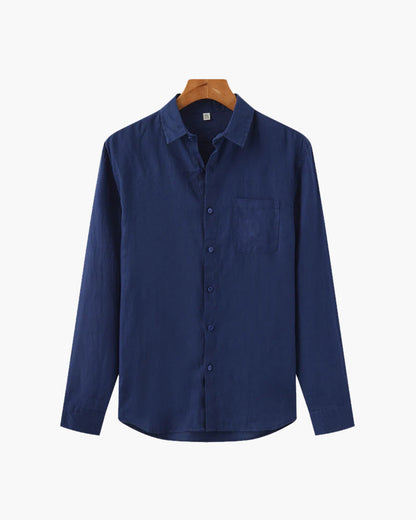 Herren-Leinenhemd mit langen Ärmeln und Tasche-Shirts for men-Alpenkind