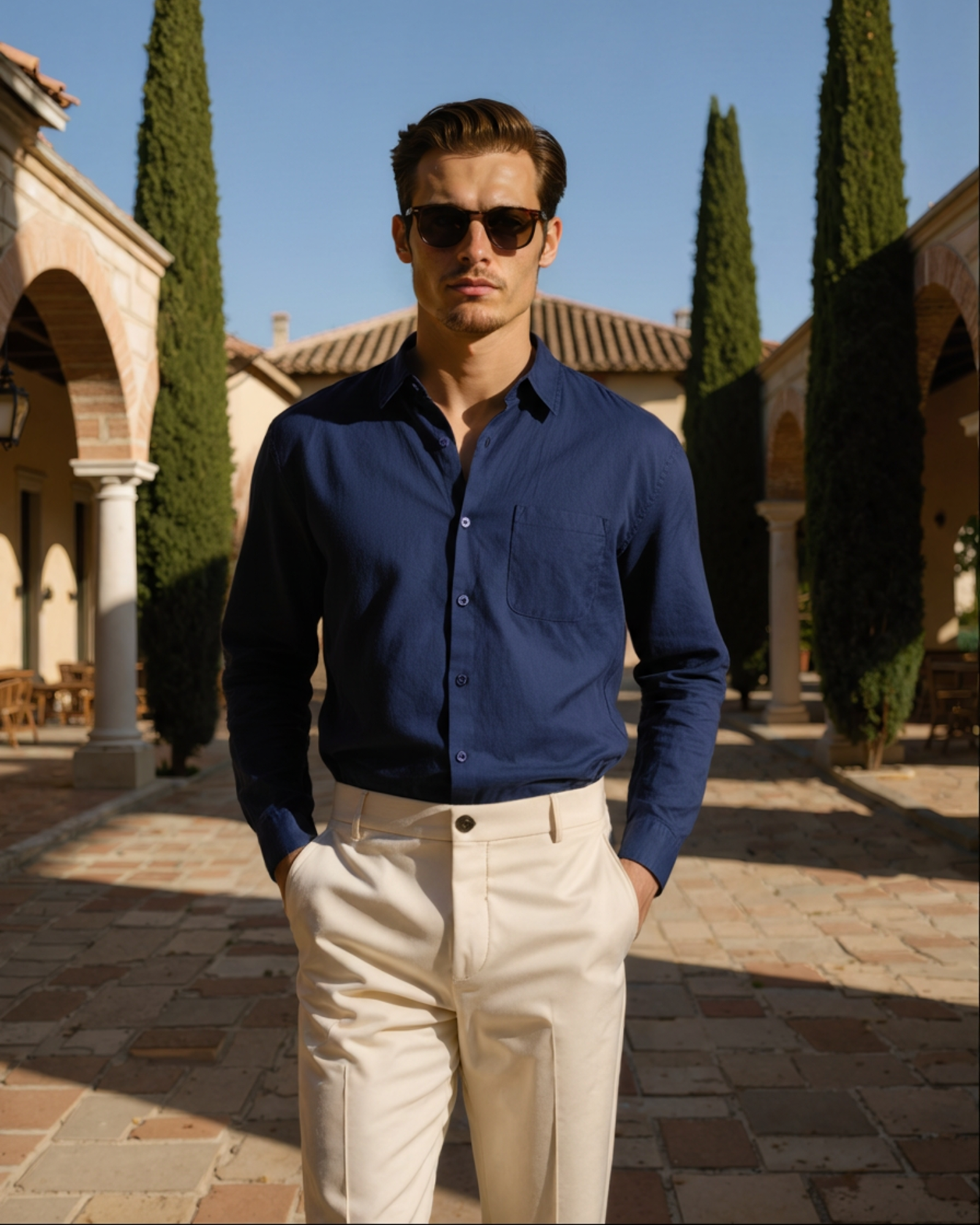 Herren-Leinenhemd mit langen Ärmeln und Tasche-Shirts for men-Alpenkind