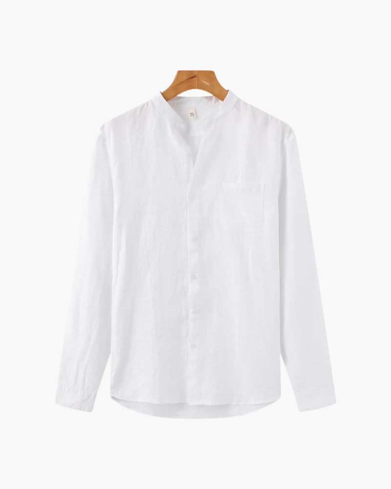 Herren-Leinenhemd mit langen Ärmeln und Tasche-Shirts for men-Alpenkind