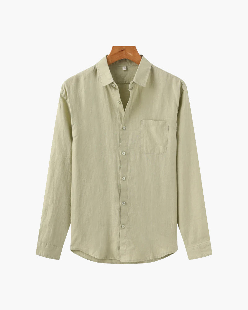 Herren-Leinenhemd mit langen Ärmeln und Tasche-Shirts for men-Alpenkind
