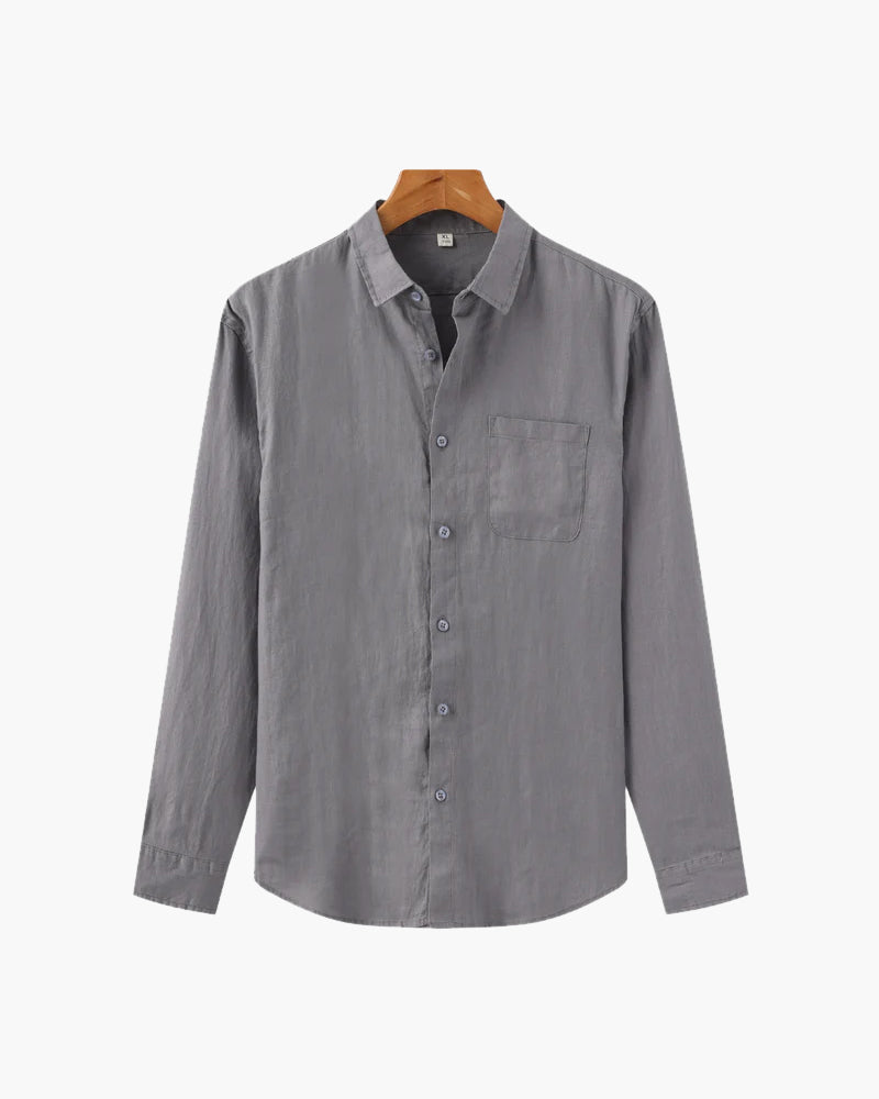Herren-Leinenhemd mit langen Ärmeln und Tasche-Shirts for men-Alpenkind