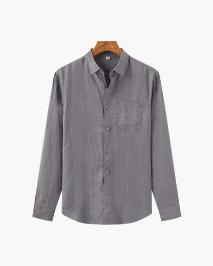 Herren-Leinenhemd mit langen Ärmeln und Tasche-Shirts for men-Alpenkind