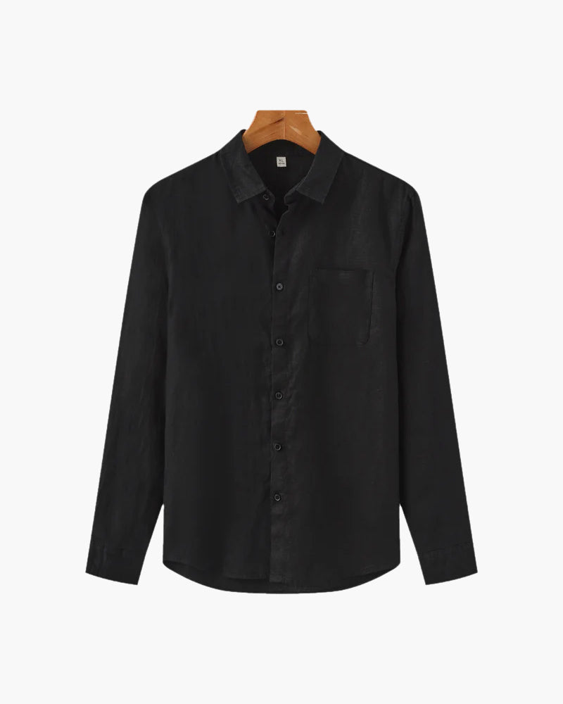 Herren-Leinenhemd mit langen Ärmeln und Tasche-Shirts for men-Alpenkind