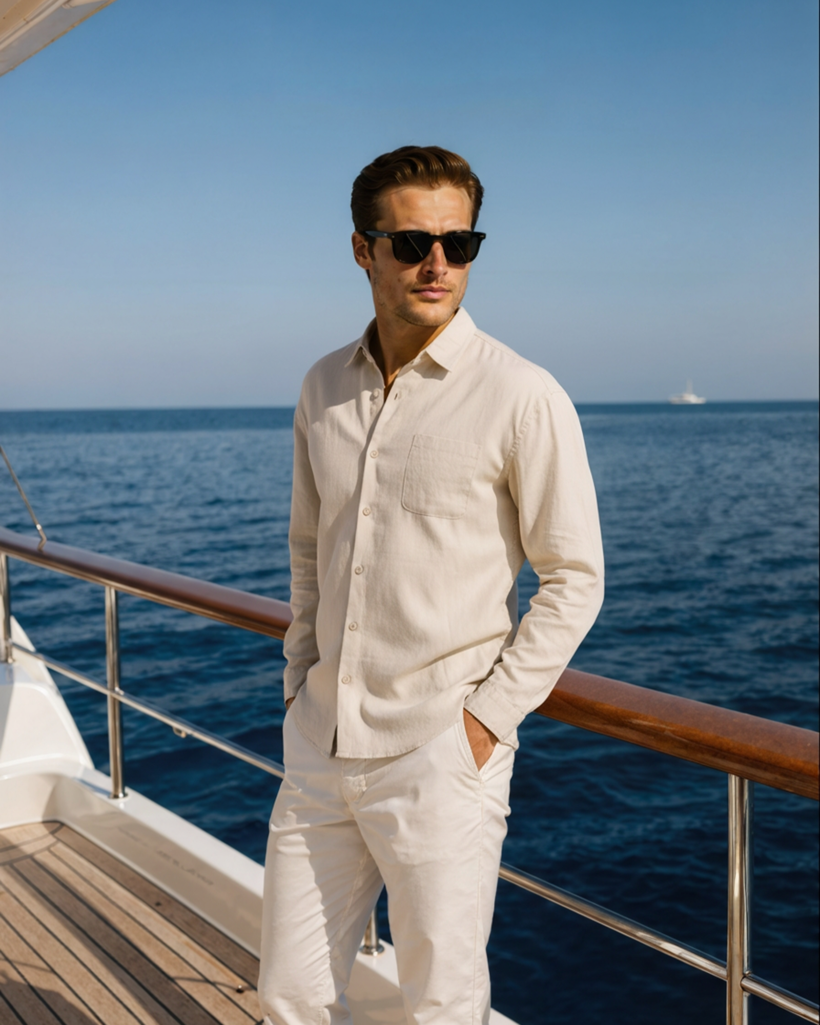 Herren-Leinenhemd mit langen Ärmeln und Tasche-Shirts for men-Alpenkind