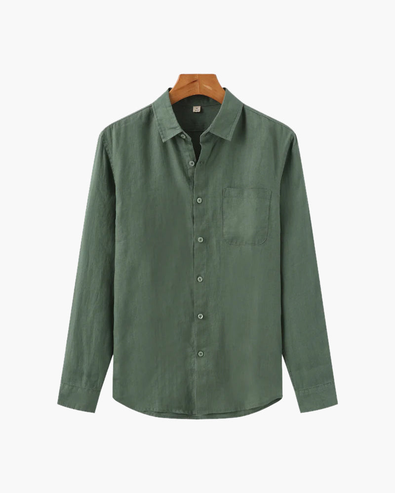 Herren-Leinenhemd mit langen Ärmeln und Tasche-Shirts for men-Alpenkind