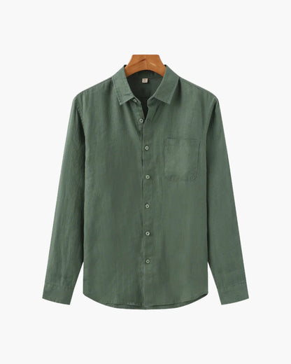 Herren-Leinenhemd mit langen Ärmeln und Tasche-Shirts for men-Alpenkind