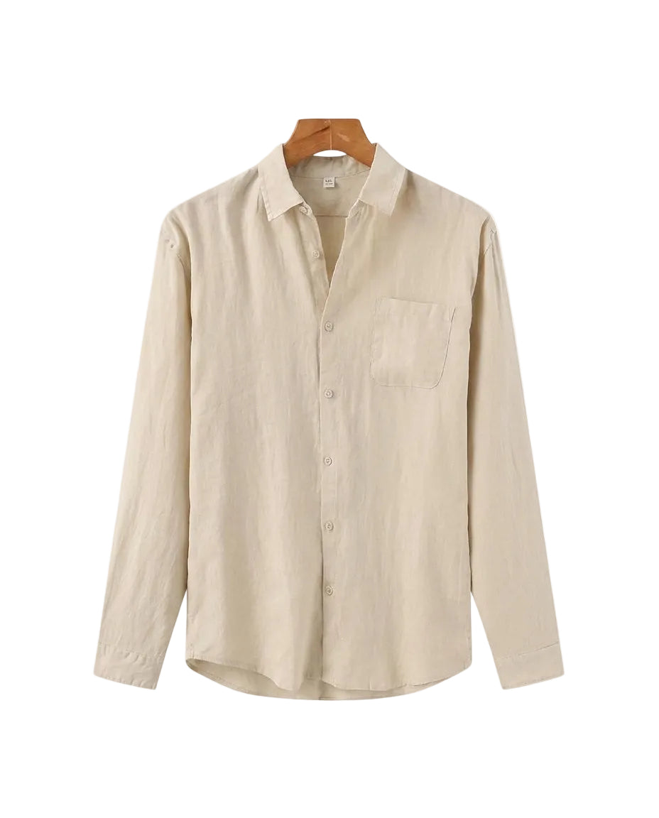 Herren-Leinenhemd mit langen Ärmeln und Tasche-Shirts for men-Alpenkind