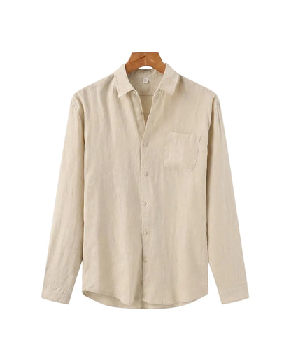 Herren-Leinenhemd mit langen Ärmeln und Tasche-Shirts for men-Alpenkind