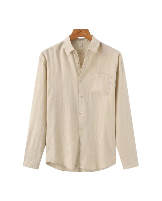 Herren-Leinenhemd mit langen Ärmeln und Tasche-Shirts for men-Alpenkind