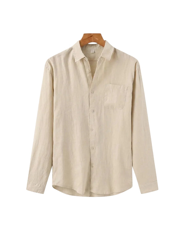 Herren-Leinenhemd mit langen Ärmeln und Tasche-Shirts for men-Alpenkind