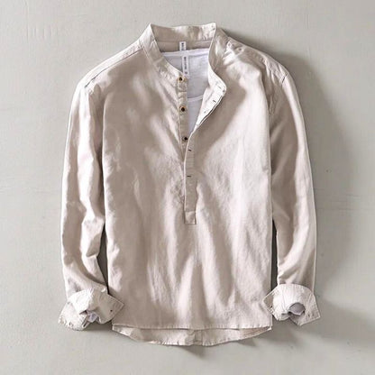Herren-Leinenhemd mit Stehkragen-Shirts for men-Alpenkind