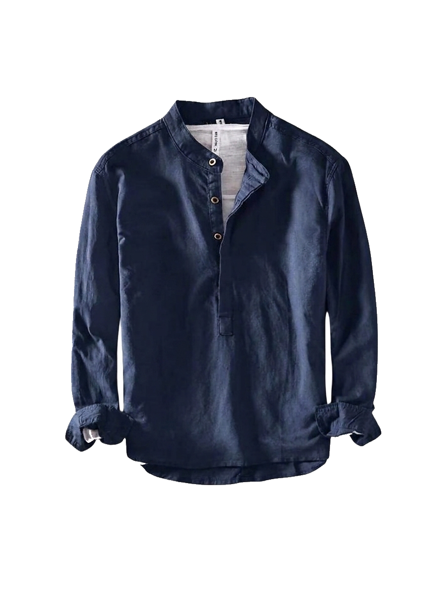 Herren-Leinenhemd mit Stehkragen-Shirts for men-Alpenkind