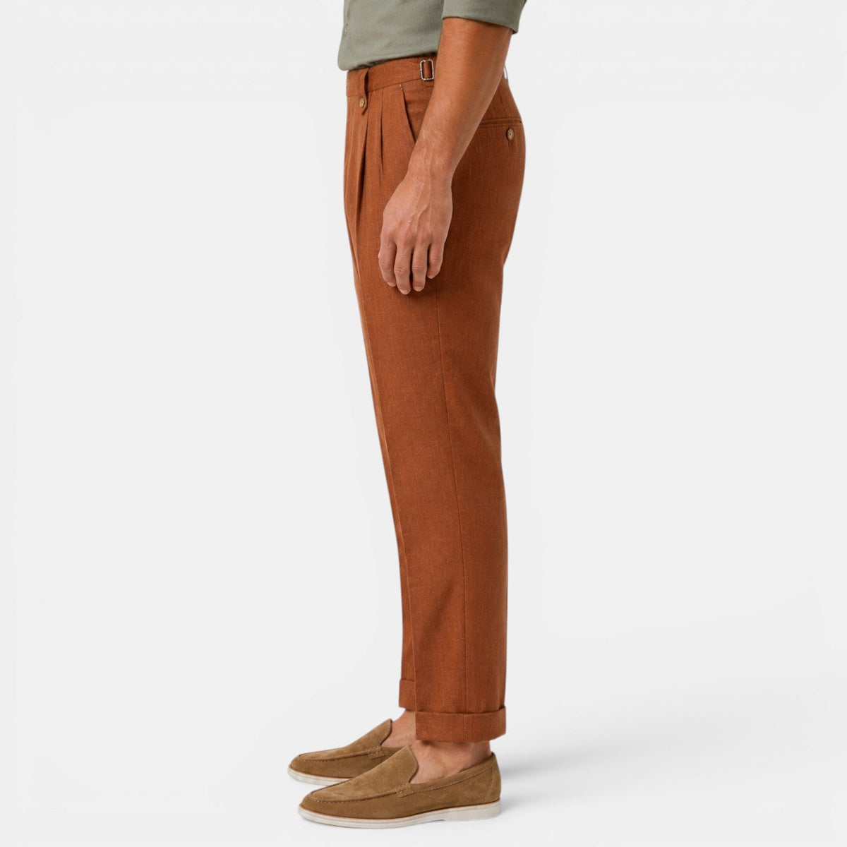 Herren-Leinenhose mit geradem Bein und Bundfalten-Pants for Men-Alpenkind