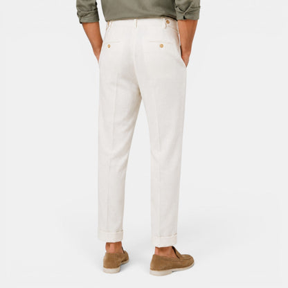 Herren-Leinenhose mit geradem Bein und Bundfalten-Pants for Men-Alpenkind