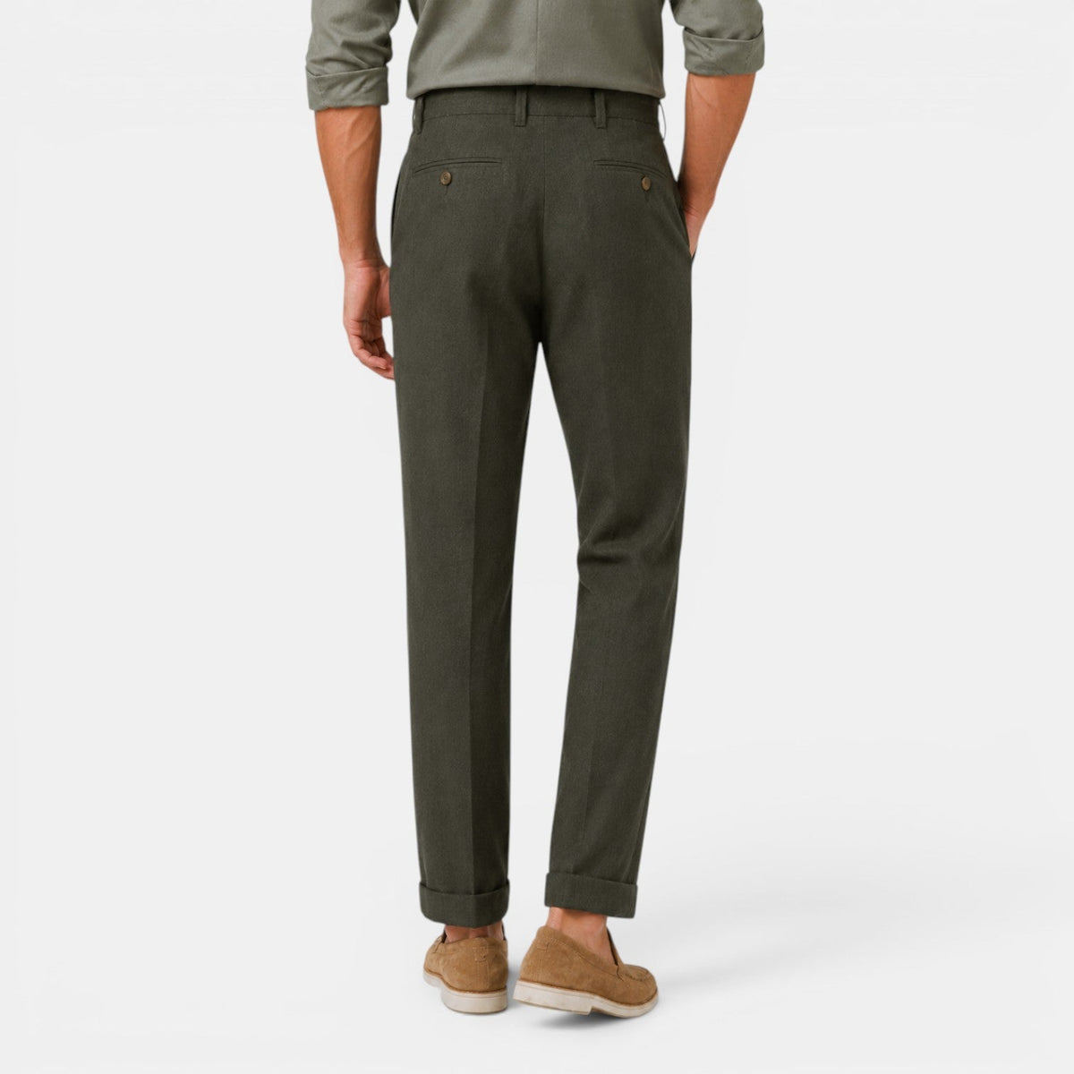 Herren-Leinenhose mit geradem Bein und Bundfalten-Pants for Men-Alpenkind