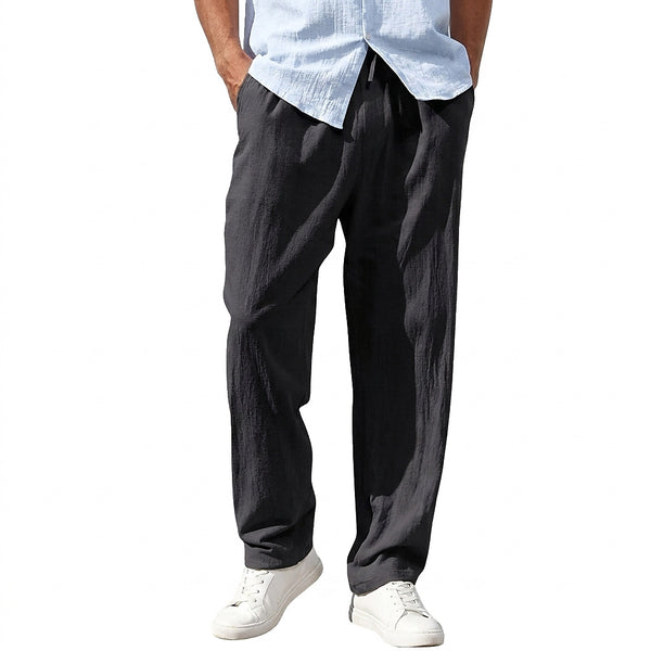 Herren-Leinenhose mit geradem Bein und Kordelzug-Pants for Men-Alpenkind