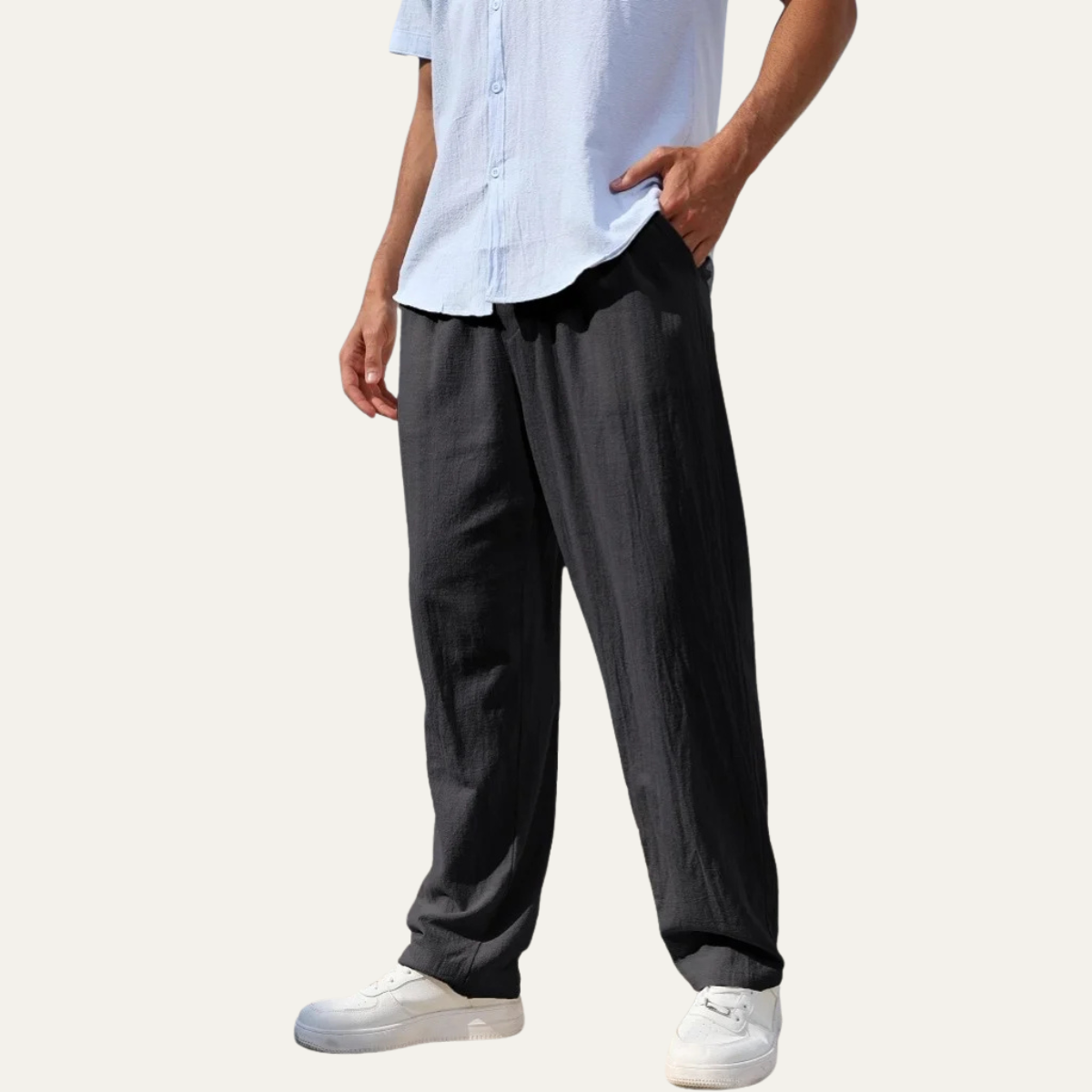Herren-Leinenhose mit geradem Bein und Kordelzug-Pants for Men-Alpenkind
