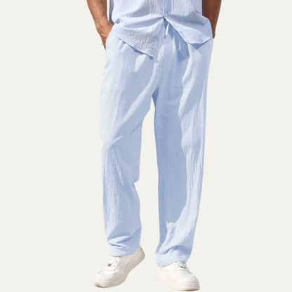 Herren-Leinenhose mit geradem Bein und Kordelzug-Pants for Men-Alpenkind