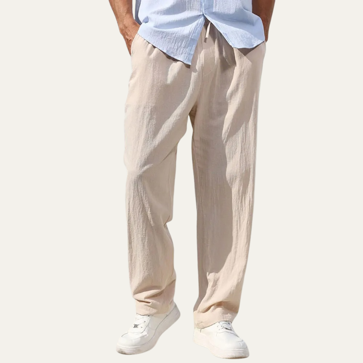 Herren-Leinenhose mit geradem Bein und Kordelzug-Pants for Men-Alpenkind