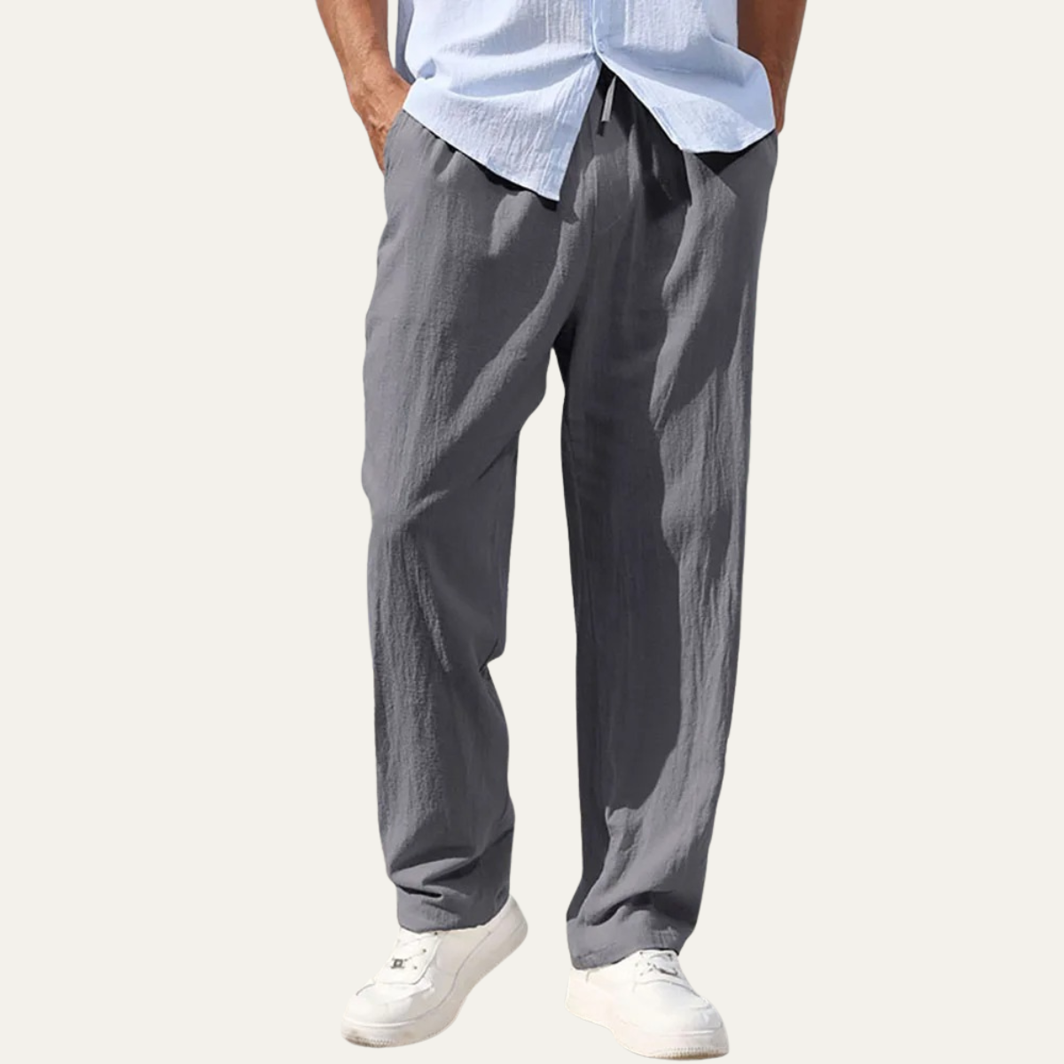Herren-Leinenhose mit geradem Bein und Kordelzug-Pants for Men-Alpenkind