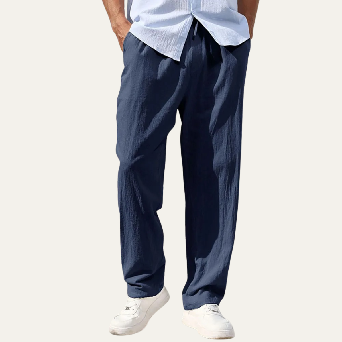 Herren-Leinenhose mit geradem Bein und Kordelzug-Pants for Men-Alpenkind