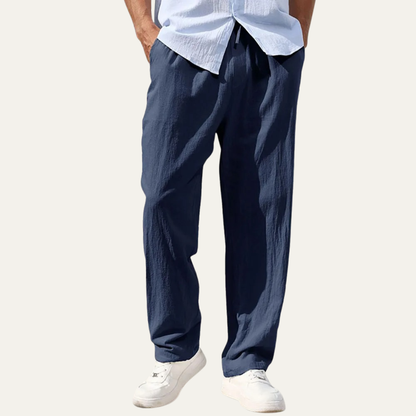 Herren-Leinenhose mit geradem Bein und Kordelzug-Pants for Men-Alpenkind
