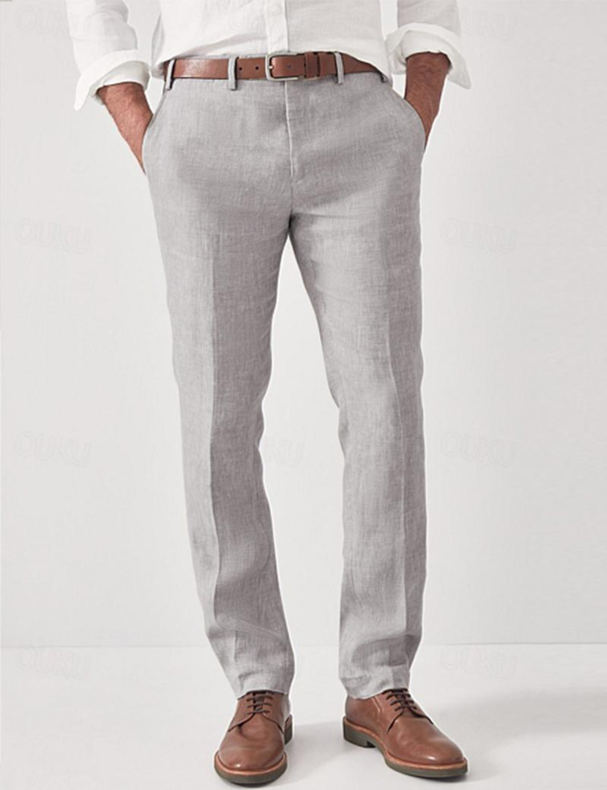 Herren-Leinenhose mit Gürtelschlaufen-Pants for Men-Alpenkind
