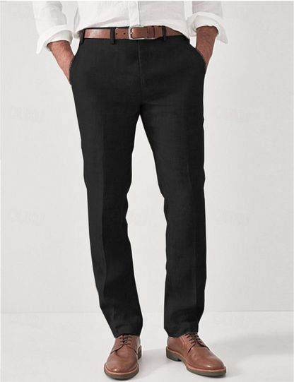 Herren-Leinenhose mit Gürtelschlaufen-Pants for Men-Alpenkind
