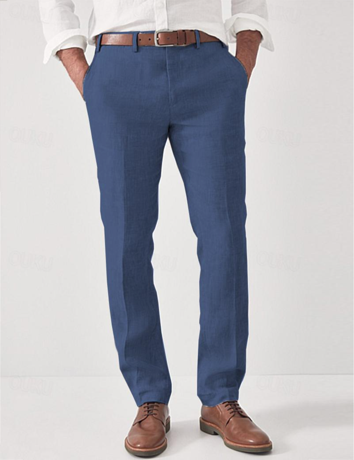 Herren-Leinenhose mit Gürtelschlaufen-Pants for Men-Alpenkind