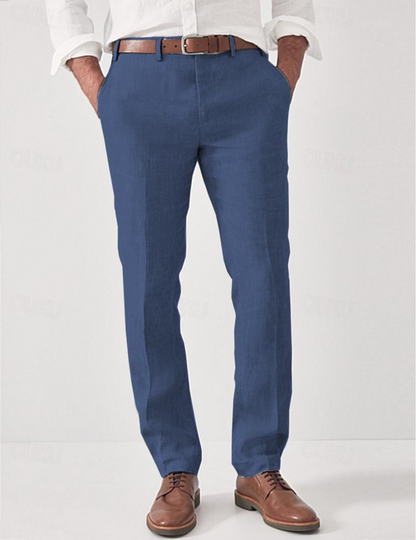 Herren-Leinenhose mit Gürtelschlaufen-Pants for Men-Alpenkind