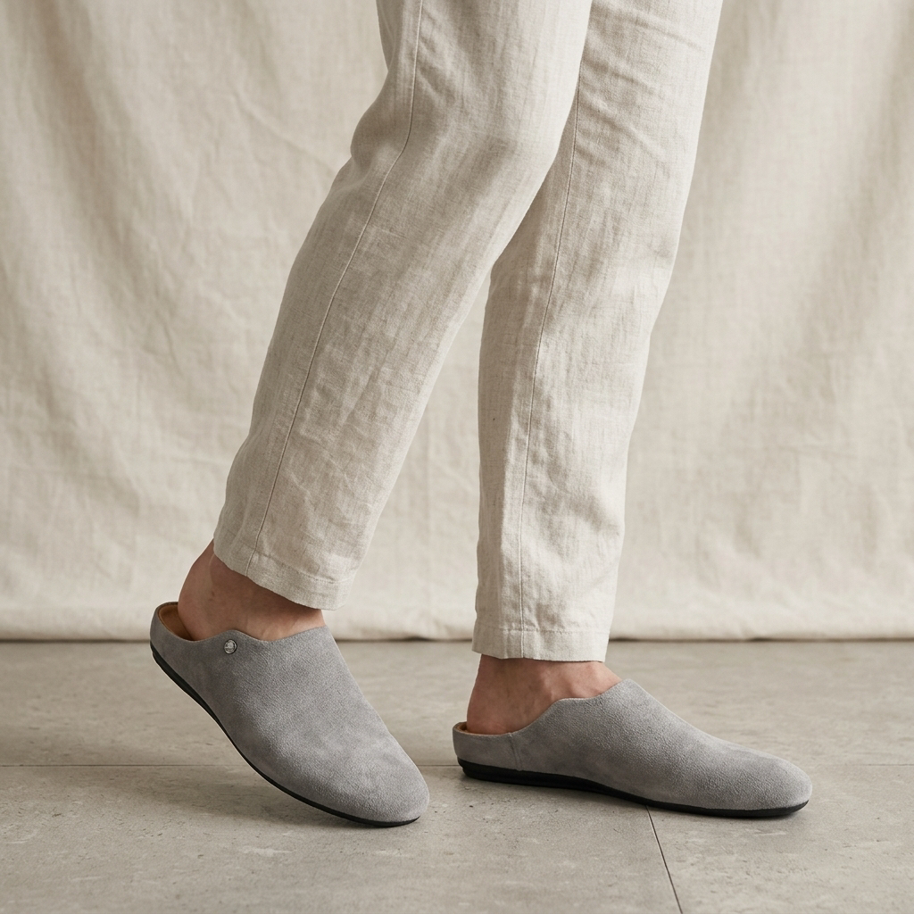 Herren-Mules aus Wildleder mit Metallnieten-Detail-Footwear for men-Alpenkind