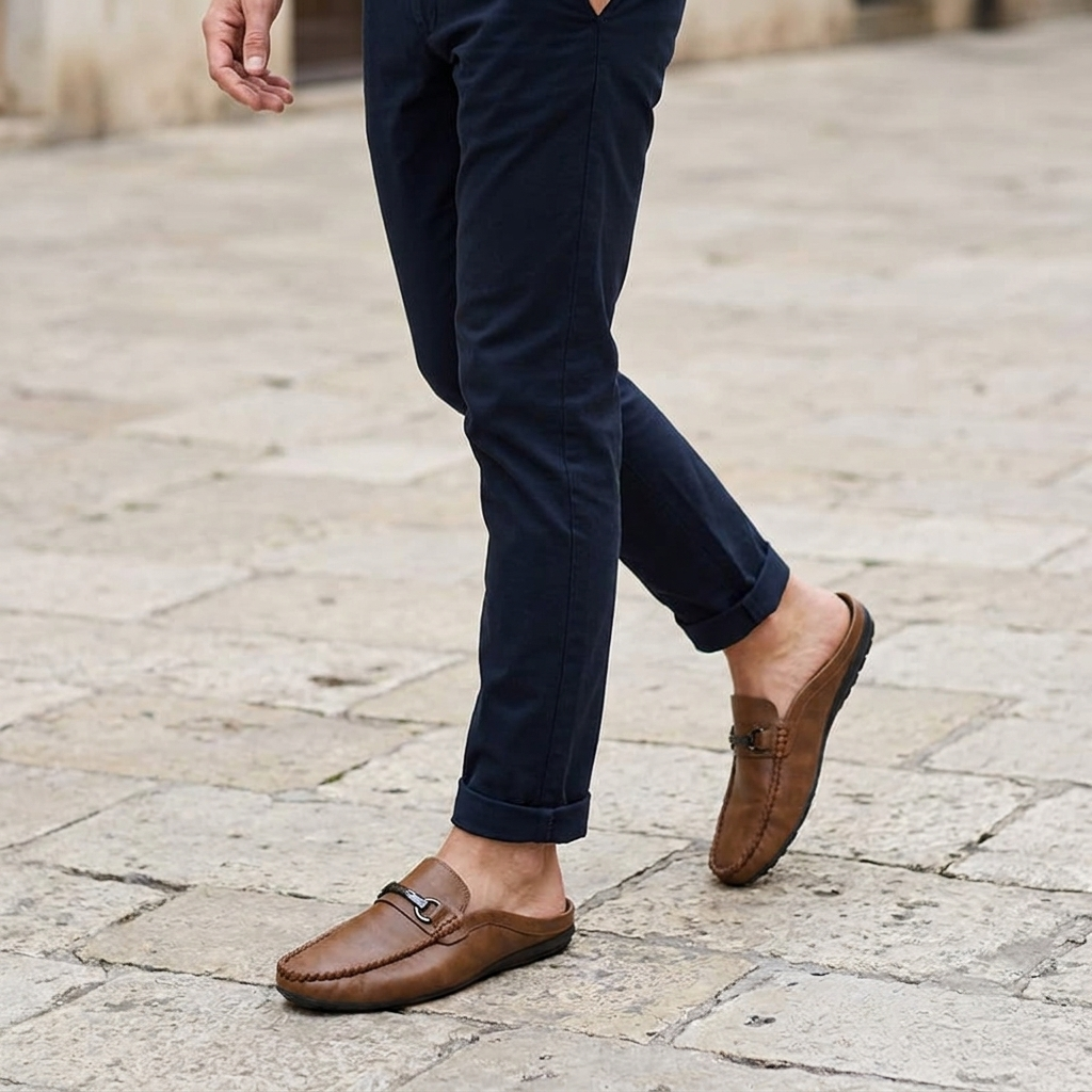 Herren-Mules mit Metall-Detail-Footwear for men-Alpenkind