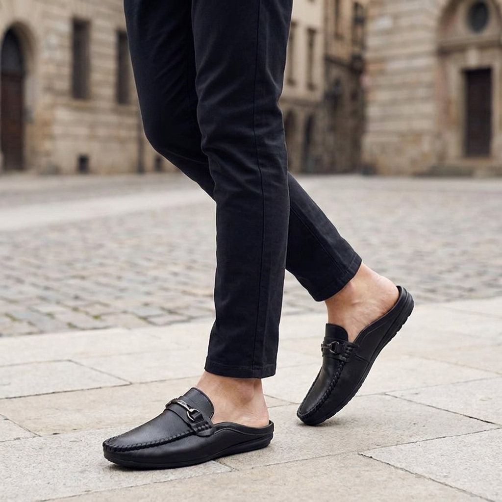 Herren-Mules mit Metall-Detail-Footwear for men-Alpenkind