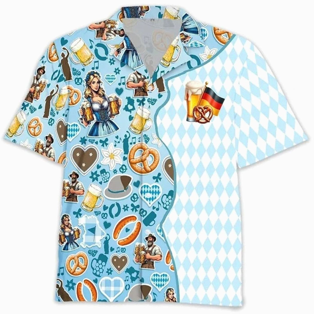 Herren Oktoberfest Kurzarmhemd mit Grafikdruck-Shirts for men-Alpenkind
