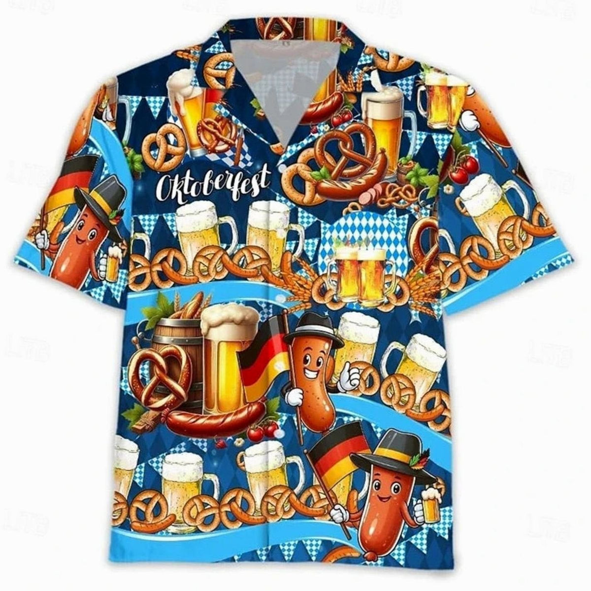Herren Oktoberfest Kurzarmhemd mit Grafikdruck-Shirts for men-Alpenkind