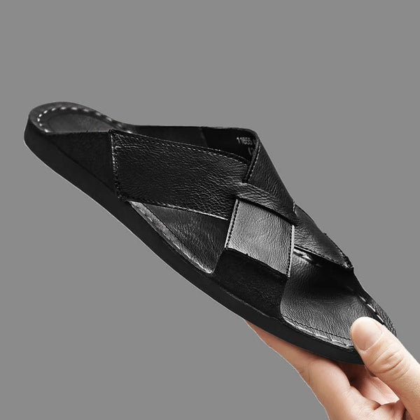 Herren-Pantolette mit offener Spitze und gekreuztem Riemenaufbau-Footwear for men-Alpenkind