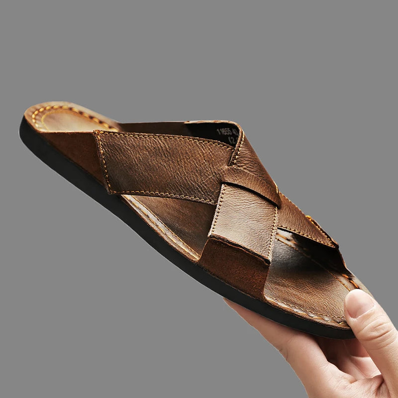 Herren-Pantolette mit offener Spitze und gekreuztem Riemenaufbau-Footwear for men-Alpenkind