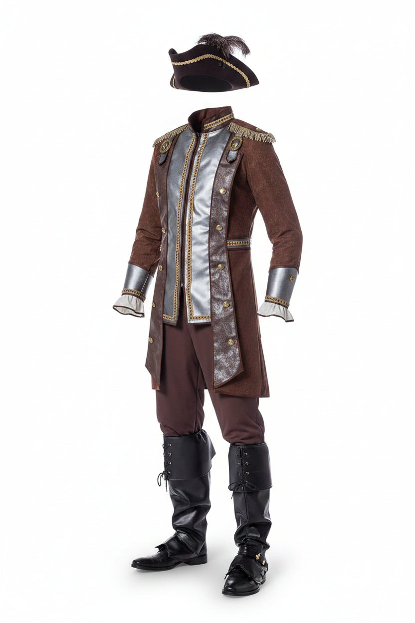 Herren-Piratenkostüm für Halloween mit langem Mantel und Hose-Halloween-Alpenkind
