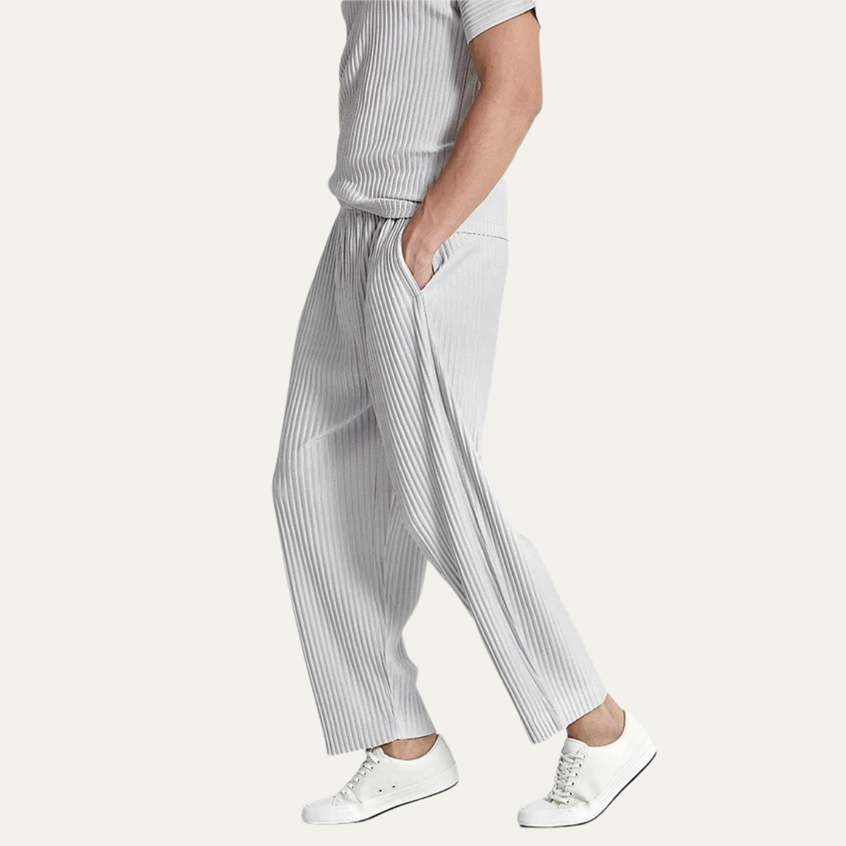 Herren-Plisseehose mit elastischem Bund und geradem Bein-Pants for Men-Alpenkind